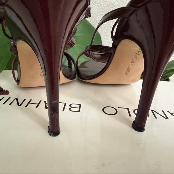 Manolo Blahnik Dark burgundy Strappy Heels - Picture 6 of 10